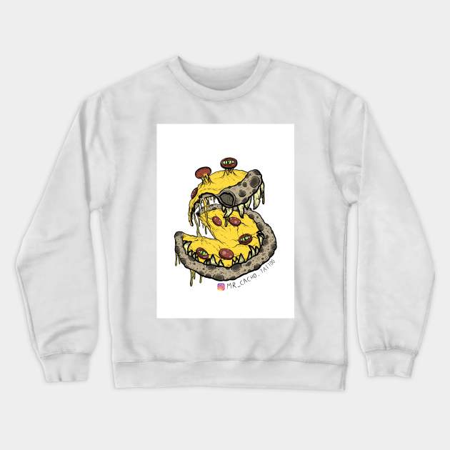 Pizza eats you instead Crewneck Sweatshirt by Mister Cacho